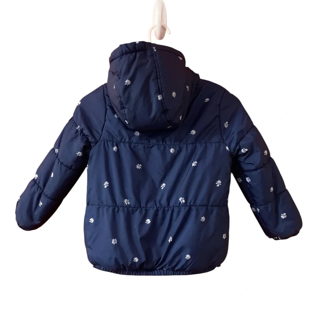 OshKosh B'gosh Dark Blue Jacket with Floral Accents Girl 5-6